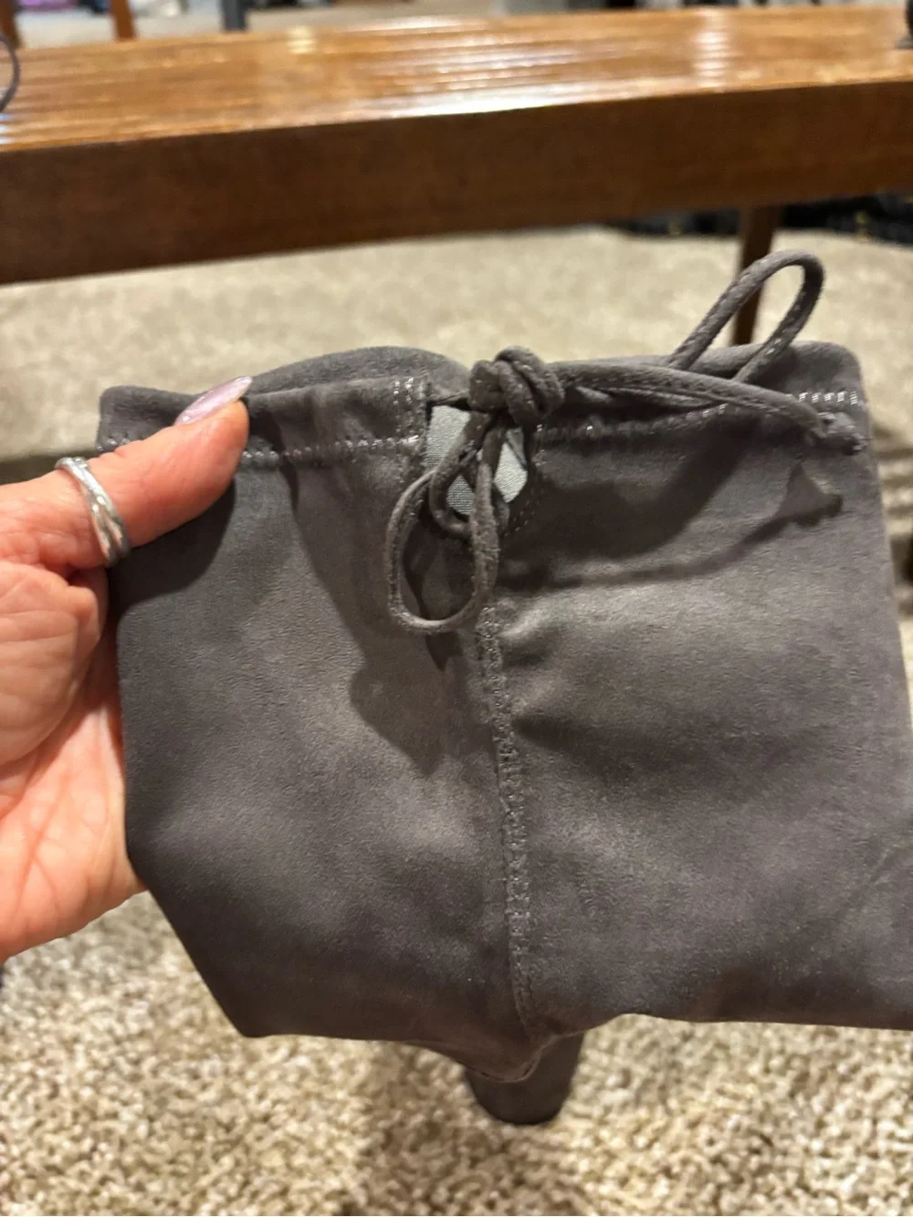 Gray Suede Over-the-Knee Boot